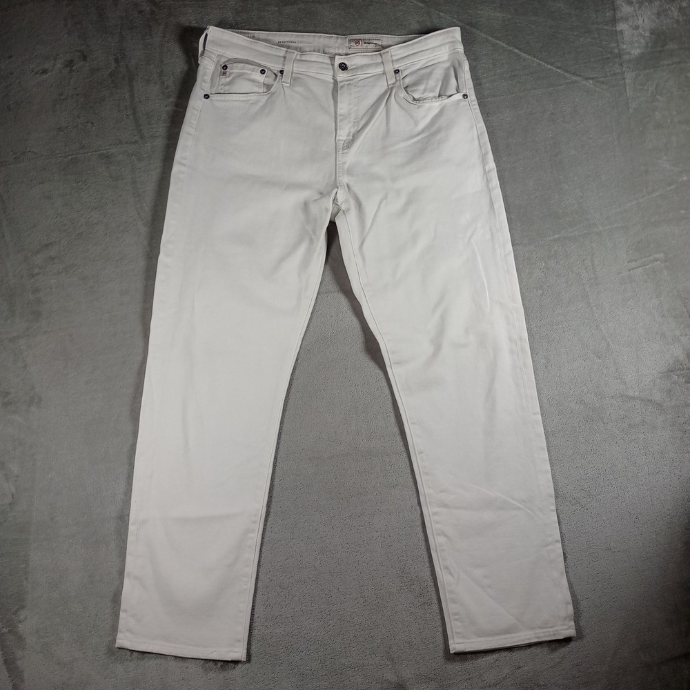 AG Ex-Boyfriend Slouchy Slim Jeans Womens 31R White Stretch Denim Tapered Chic